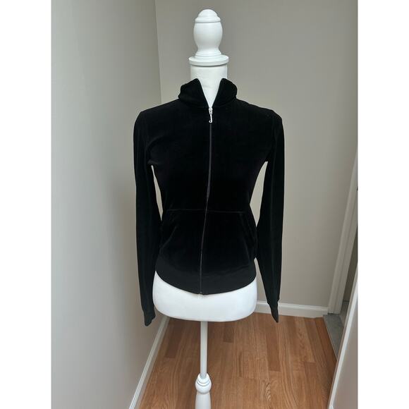 Vintage Y2K Juicy Couture Black Velour Zip Up Small - Picture 1 of 6
